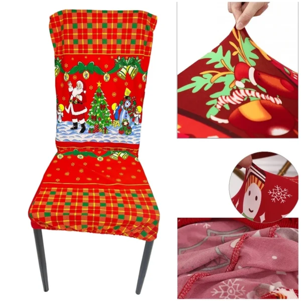 02 Fundas navideñas para sillas spandex Set de 6 unidades papanoel y muñeco de nieve
