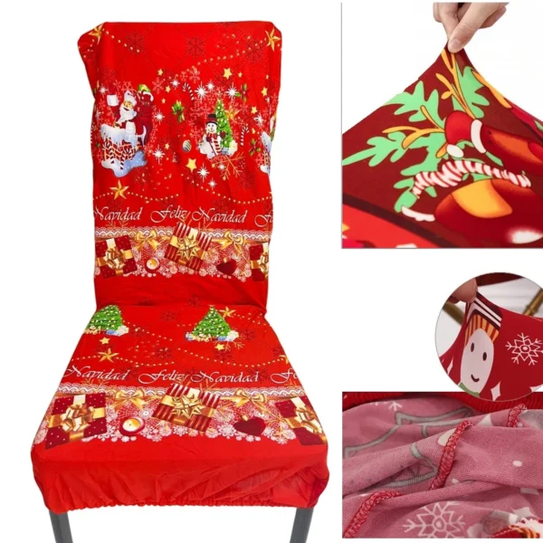 04 Fundas navideñas para sillas spandex Set de 6 unidades papanoel y trineo