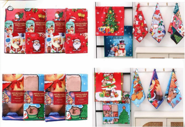 Set de paños multi-uso repasadores microfibra juego de 3 unidades multicolor